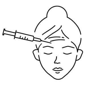Anti-wrinkle treatment icon showing facial injection