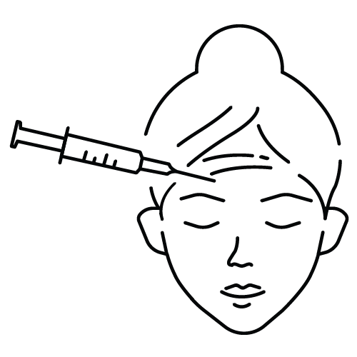 Anti-wrinkle treatment icon showing facial injection