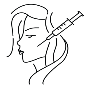 Biostimulatory injectable treatment icon showing facial injection