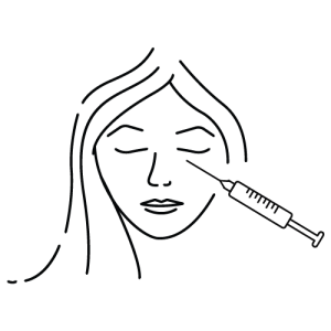 Under eye treatment icon showing tear trough injection