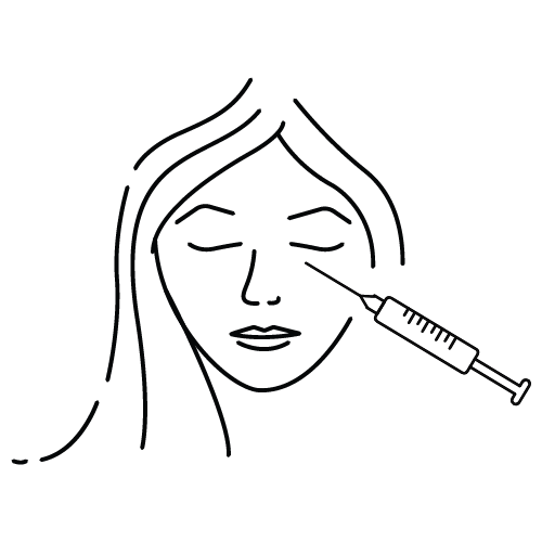 Under eye treatment icon showing tear trough injection
