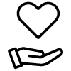 Heart above a hand icon to represent downtime
